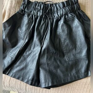 Leather bag shorts